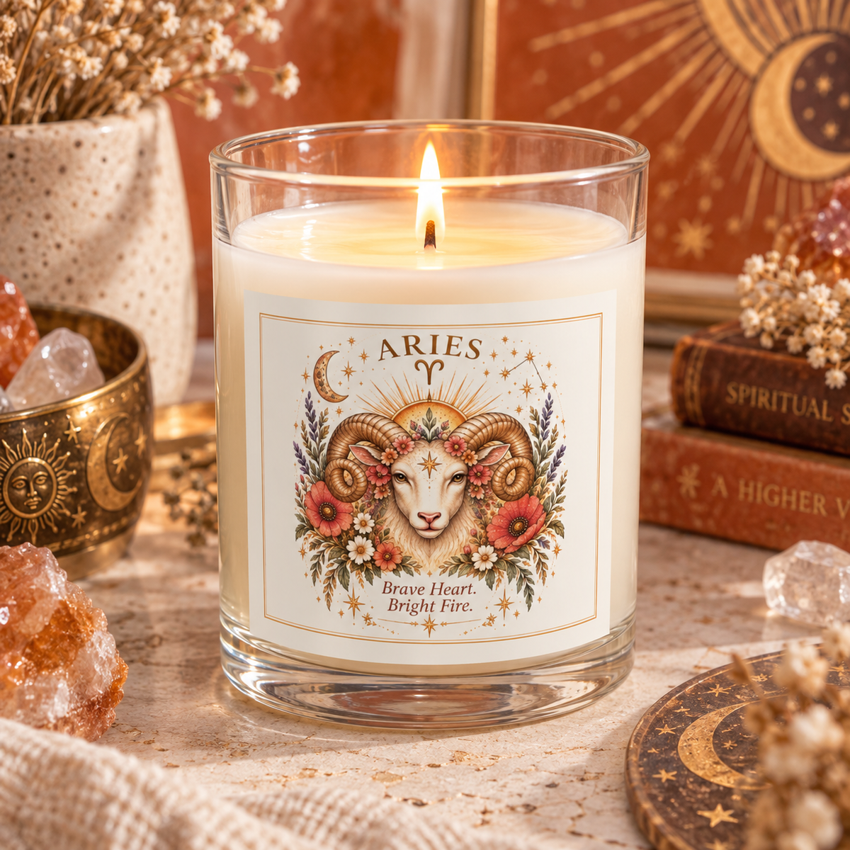 Aries Ram Floral Astrology Zodiac Scented & Unscented Candle 11oz