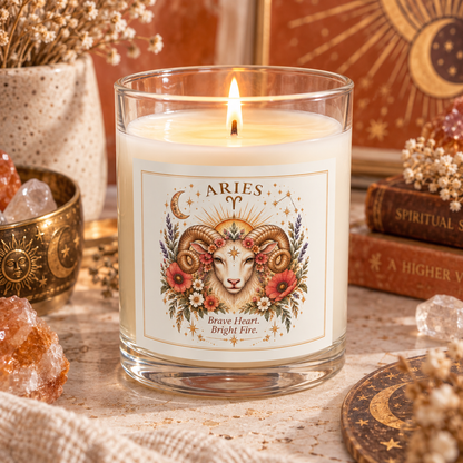 Aries Ram Floral Astrology Zodiac Scented & Unscented Candle 11oz