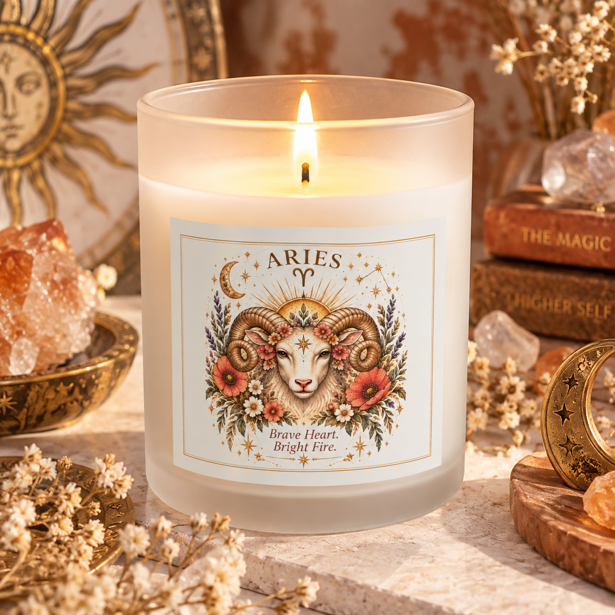 Aries Ram Floral Astrology Zodiac Scented & Unscented Candle 11oz