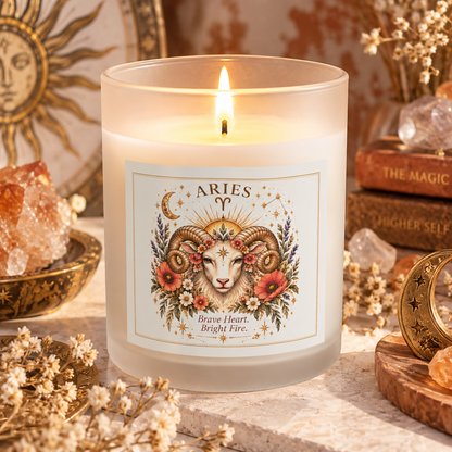 Aries Ram Floral Astrology Zodiac Scented & Unscented Candle 11oz