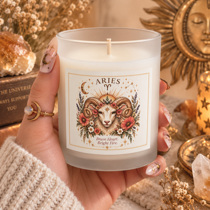 Aries Ram Floral Astrology Zodiac Scented & Unscented Candle 11oz