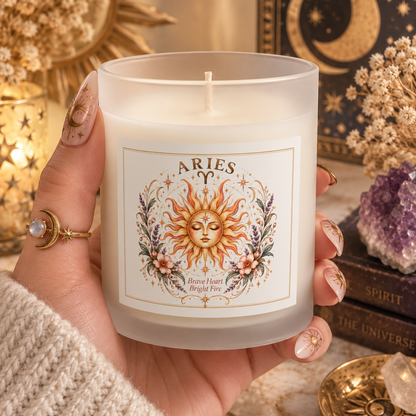 Floral Celestial Aries Zodiac Astrology Scented and Unscented Candle 11oz