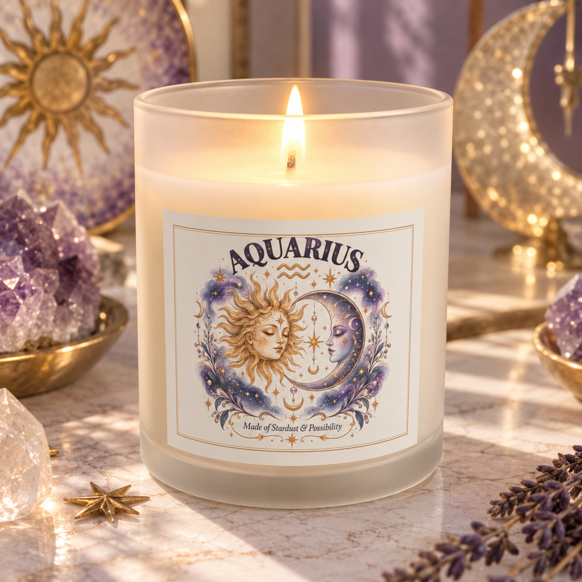 Aquarius Sun And Moon Astrology  Scented & Unscented Candle 11oz
