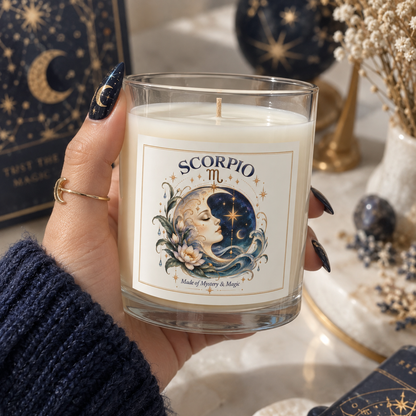 Crescent Moon Scorpio Zodiac Celestial Astrology Candle 11oz