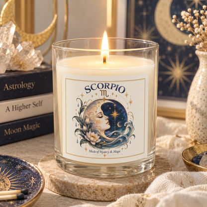 Crescent Moon Scorpio Zodiac Celestial Astrology Candle 11oz