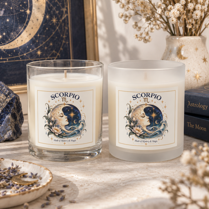 Crescent Moon Scorpio Zodiac Celestial Astrology Candle 11oz