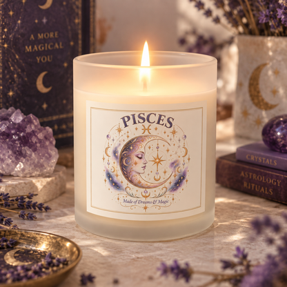 Celestial Moon Astrology Pisces Zodiac Candle 11oz