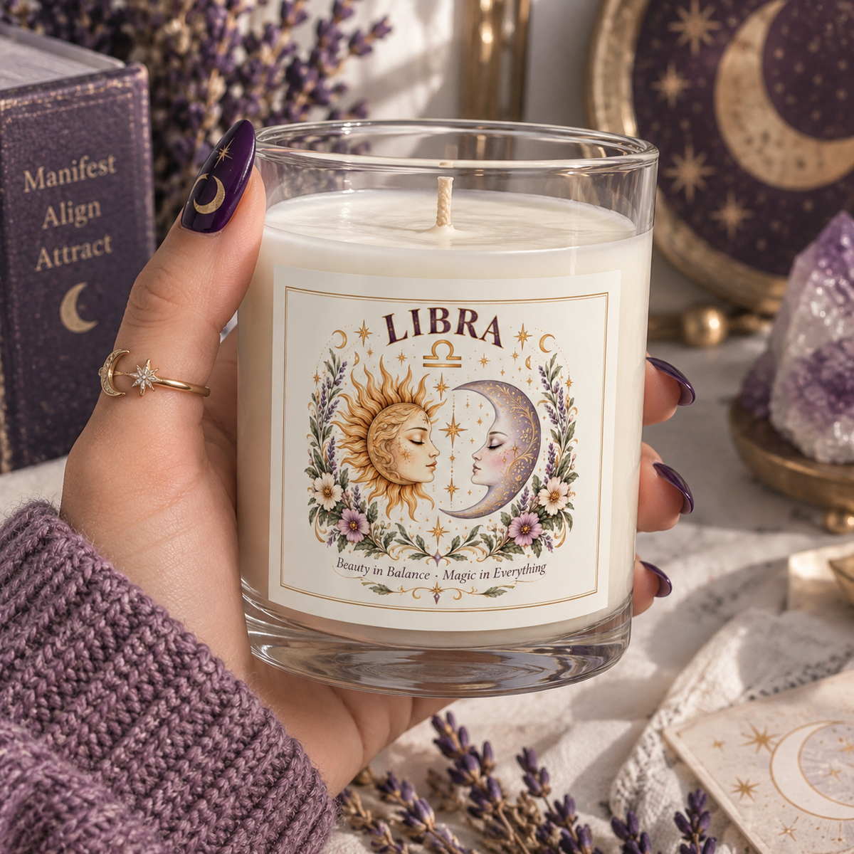 Libra Sun and Moon Celestial  Astrology Candle 11oz