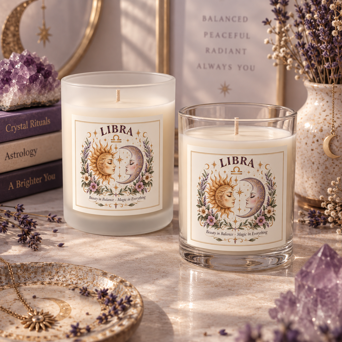 Libra Sun and Moon Celestial  Astrology Candle 11oz
