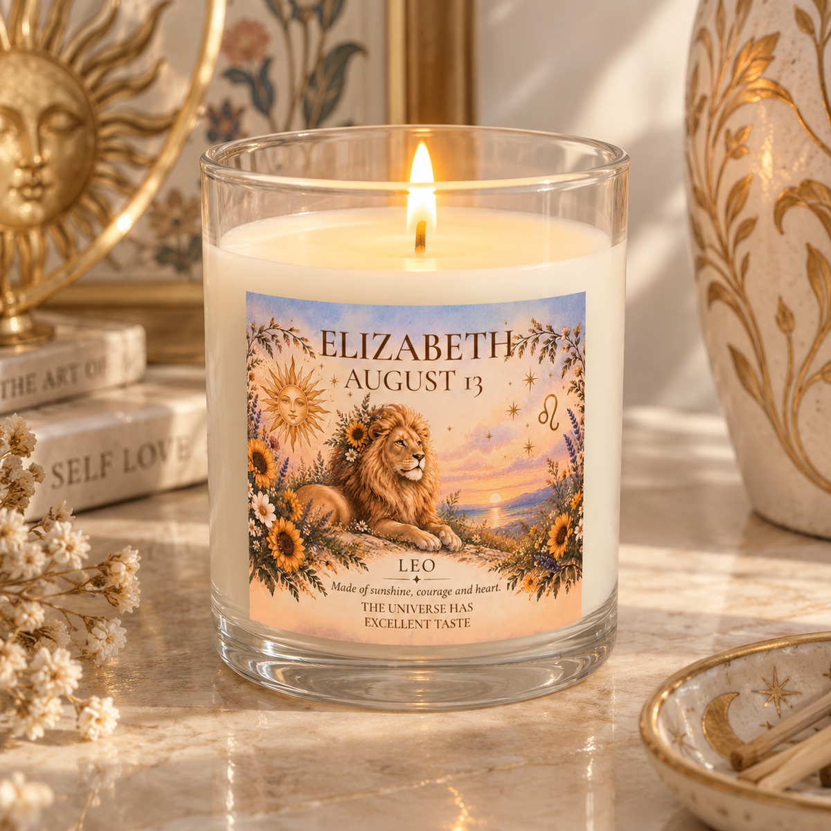 Personalized Leo Zodiac Lion Astrology Candle 11oz