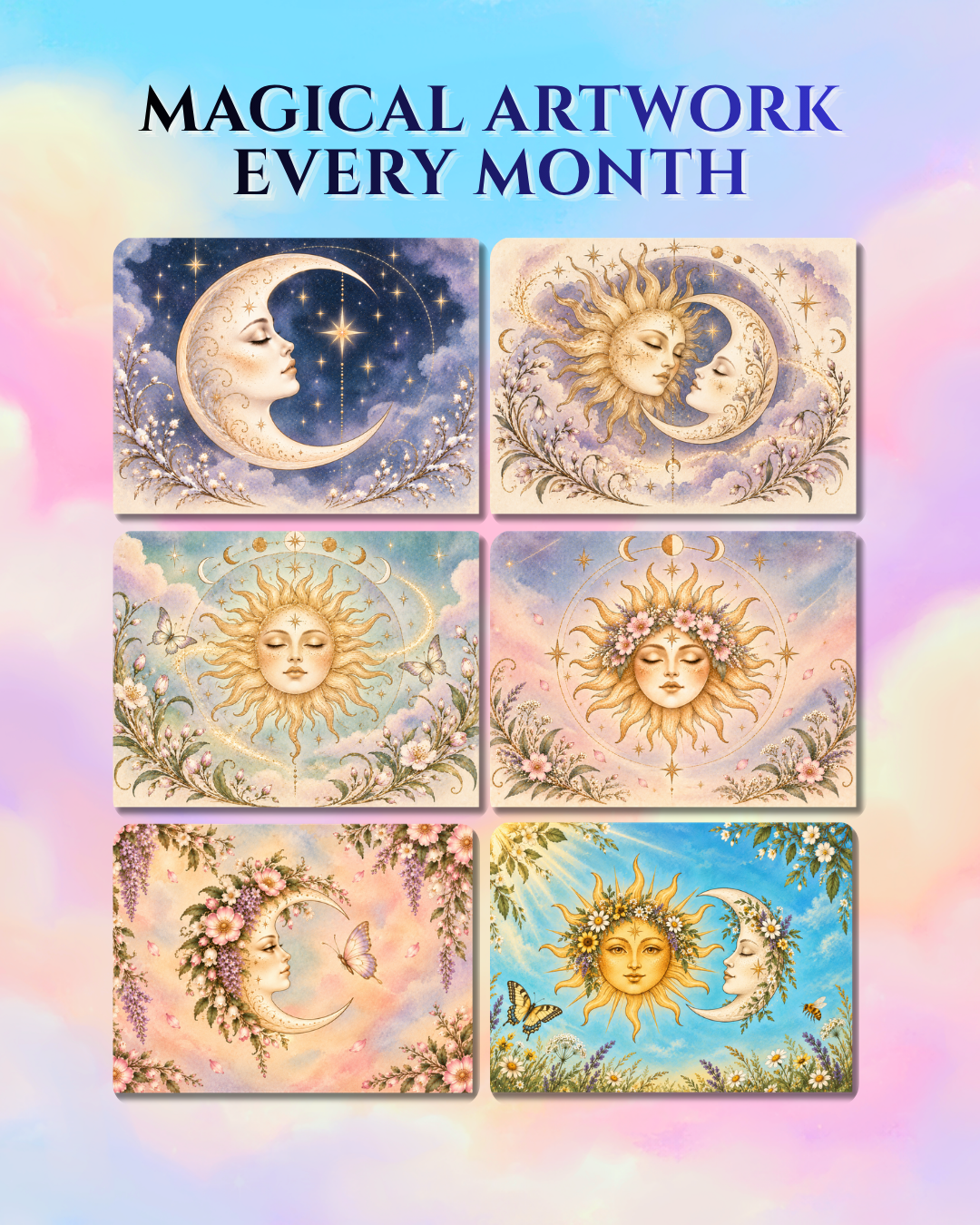 2027 Mystical Celestial Dreams -  Sun and Moon Wall Art Calendar