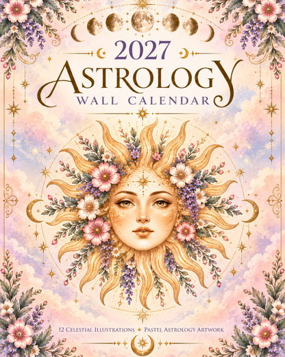 2027 Mystical Sun Boho Astrology Wall Calendar