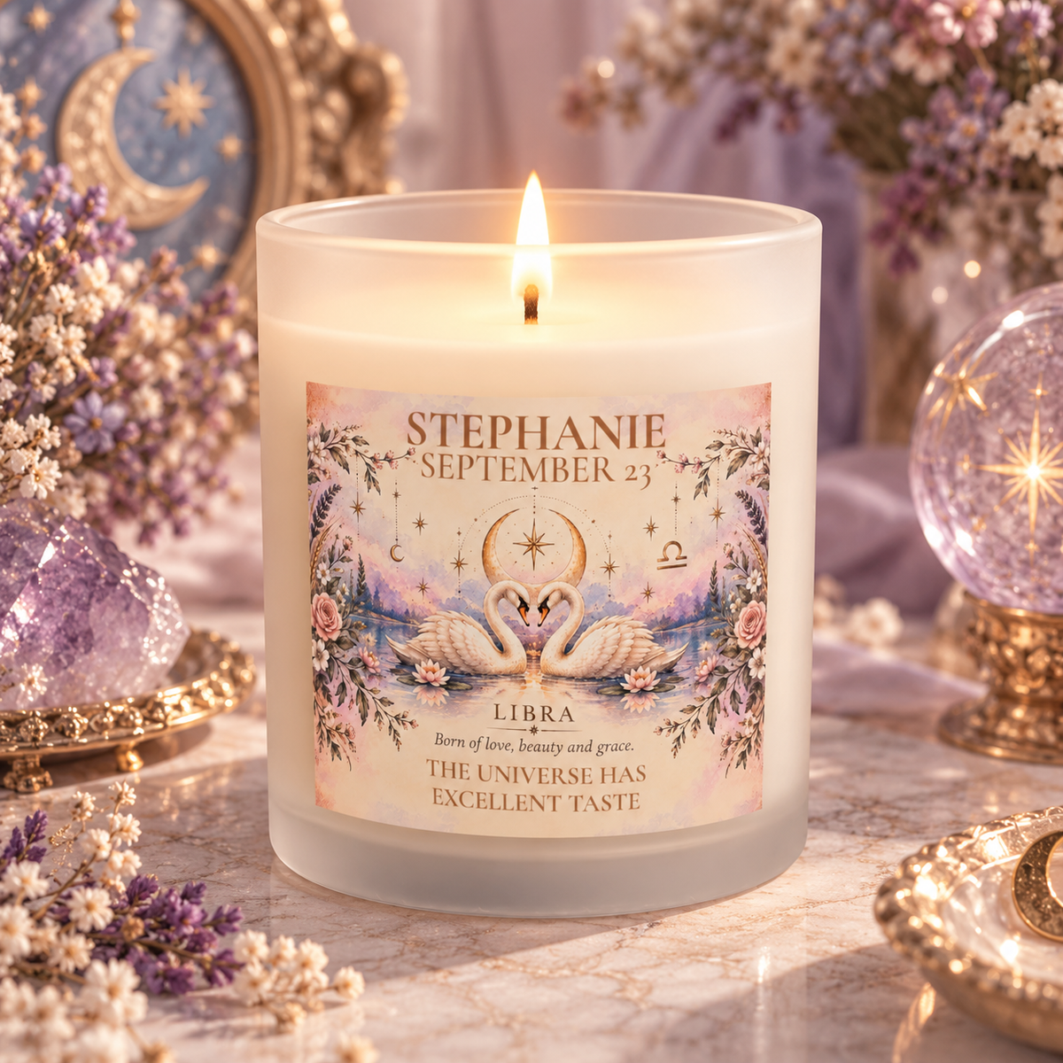 Personalized Libra Zodiac Candle
