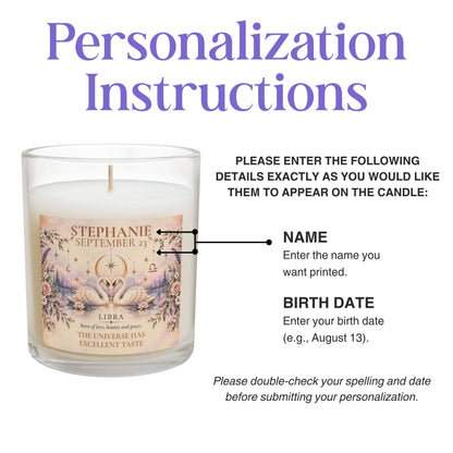 Personalized Libra Zodiac Candle