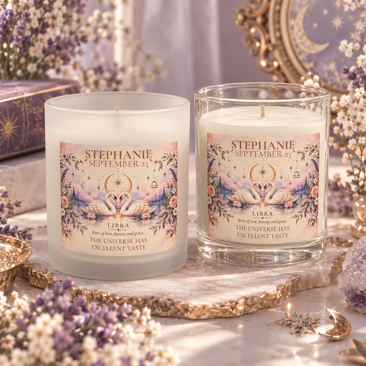 Personalized Libra Zodiac Candle