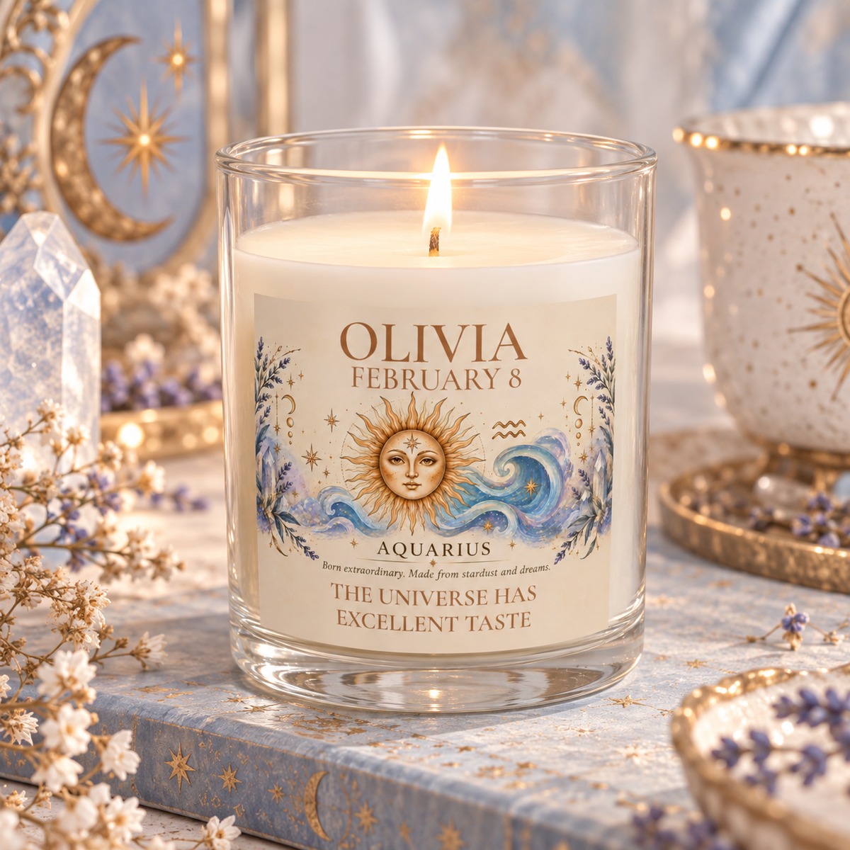Personalized Aquarius Zodiac Candle 11oz