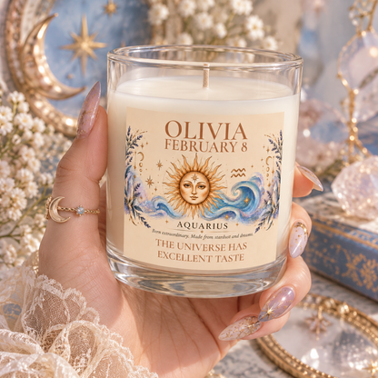 Personalized Aquarius Zodiac Candle 11oz
