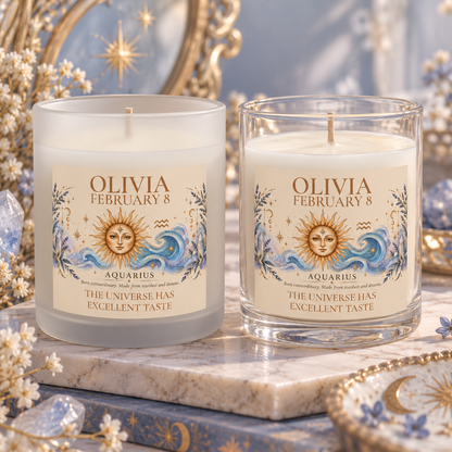 Personalized Aquarius Zodiac Candle 11oz
