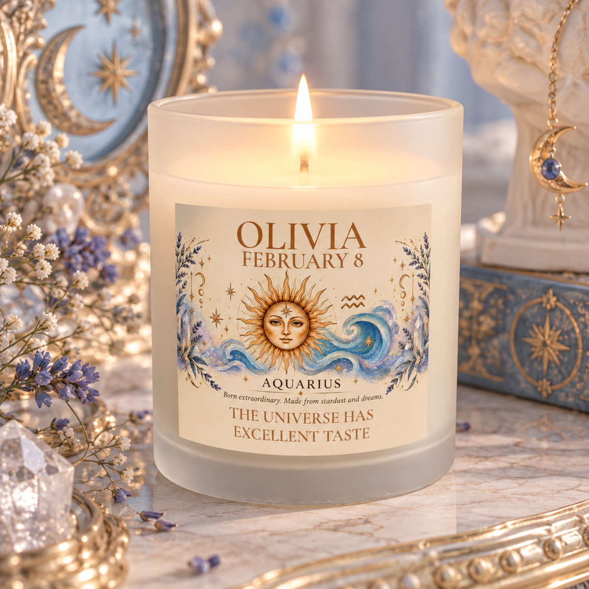 Personalized Aquarius Zodiac Candle 11oz