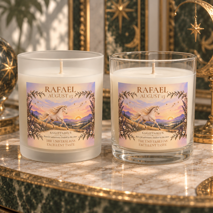 Personalized Sagittarius Astrology Candle with Name and Birth Date
