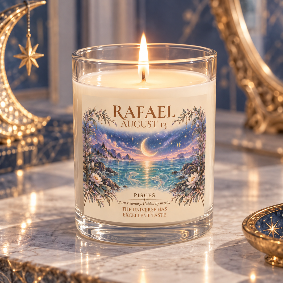 Personalized Pisces Zodiac Sign Candle