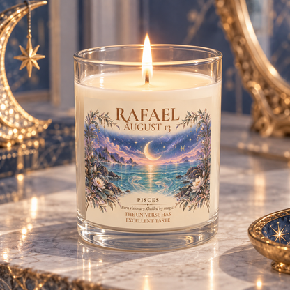 Personalized Pisces Zodiac Sign Candle