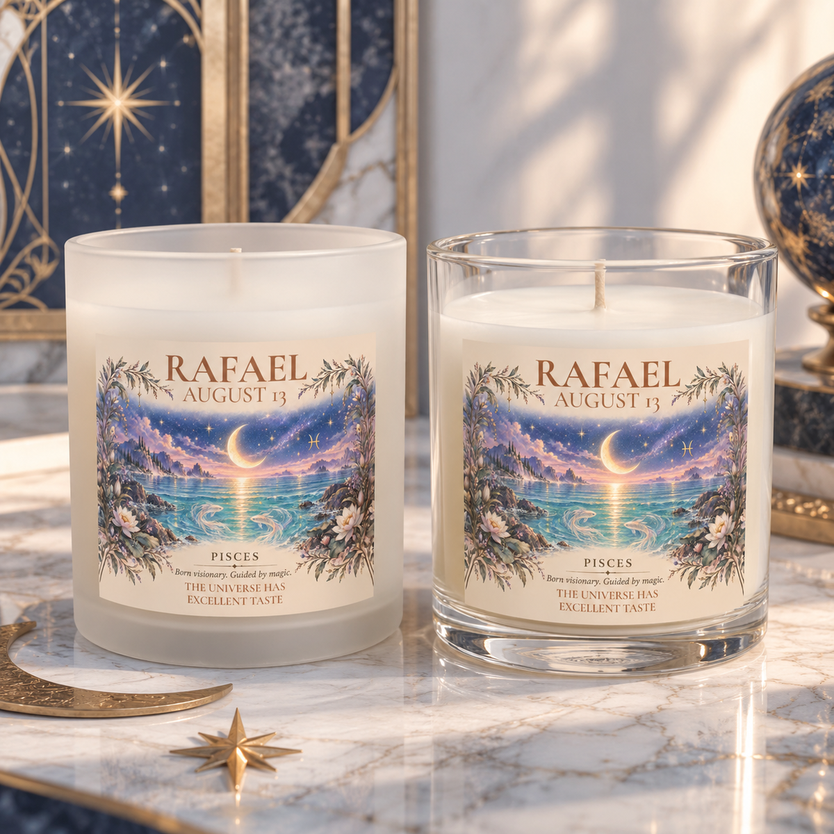 Personalized Pisces Zodiac Sign Candle