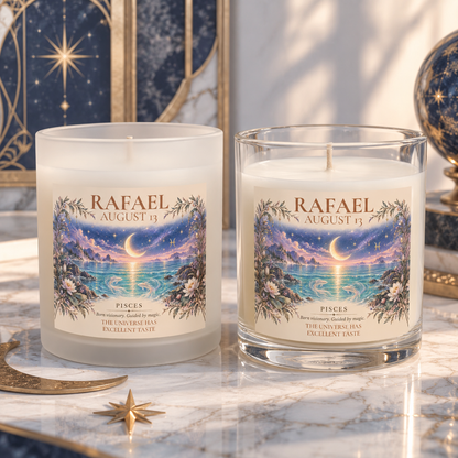 Personalized Pisces Zodiac Sign Candle