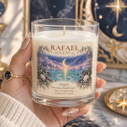 Personalized Pisces Zodiac Sign Candle