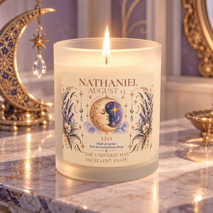 Personalized Zodiac Candle with Name Birthdate and Zodiac Sign