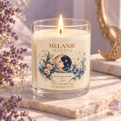 Personalized Zodiac Sign Candle with Birth Date and Name