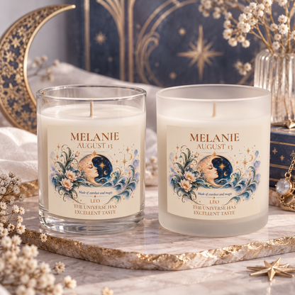 Personalized Zodiac Sign Candle with Birth Date and Name
