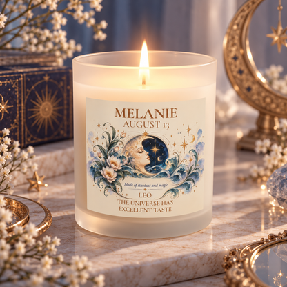 Personalized Zodiac Sign Candle with Birth Date and Name