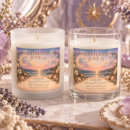 Personalized Cancer Zodiac Candle | Ocean Floral Astrology Candle 11oz