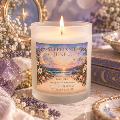 Personalized Cancer Zodiac Candle | Ocean Floral Astrology Candle 11oz