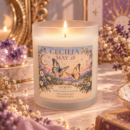 Personalized Gemini Zodiac Candle | Butterfly Astrology Gift