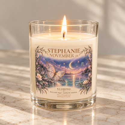 Personalized Birthdate Scorpio Zodiac Candle