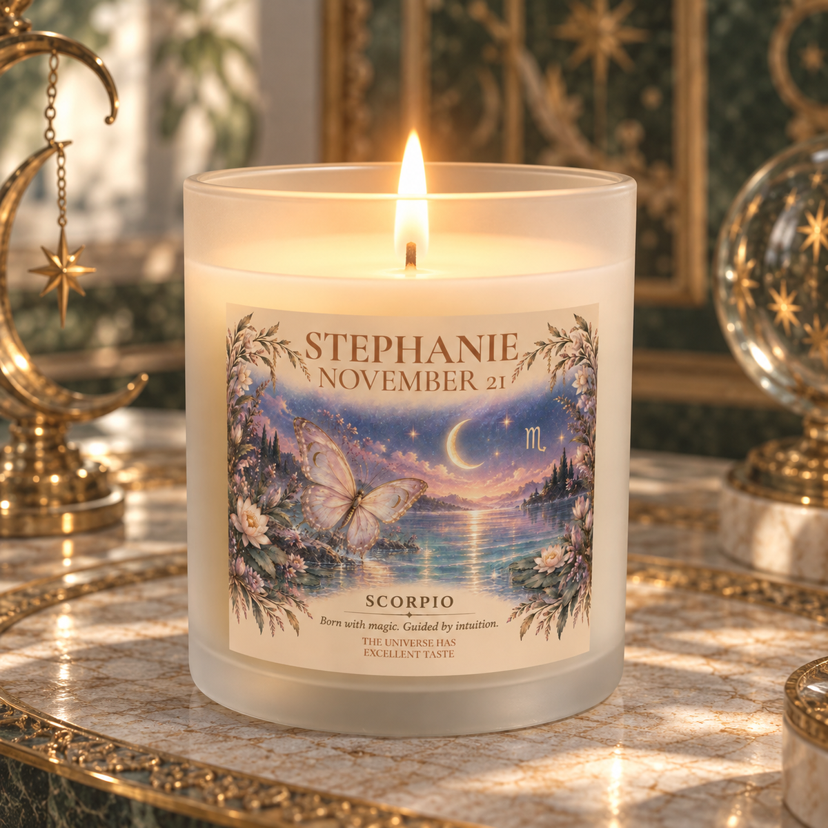 Personalized Birthdate Scorpio Zodiac Candle
