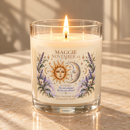 Customized Name Birthdate Zodiac Sign Sun Moon Candle | Birthday Candle Astrology Gifts