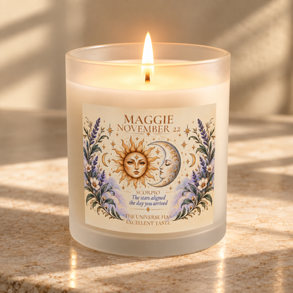 Customized Name Birthdate Zodiac Sign Sun Moon Candle | Birthday Candle Astrology Gifts