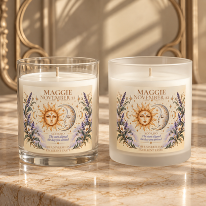 Customized Name Birthdate Zodiac Sign Sun Moon Candle | Birthday Candle Astrology Gifts