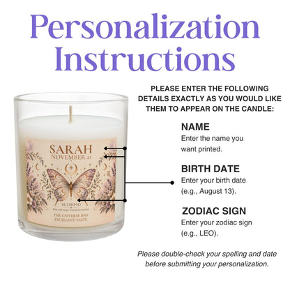 Personalized Gifts for Her Birthdate Candle