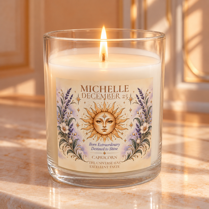 Customized Zodiac Sign Candle with Name Birthdate Sign