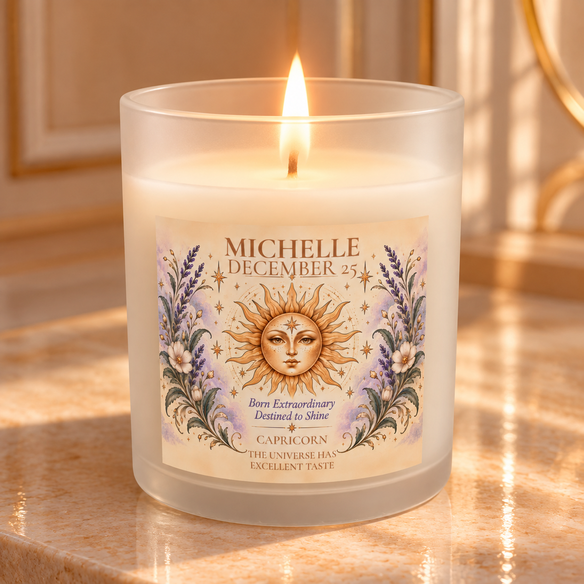 Customized Zodiac Sign Candle with Name Birthdate Sign