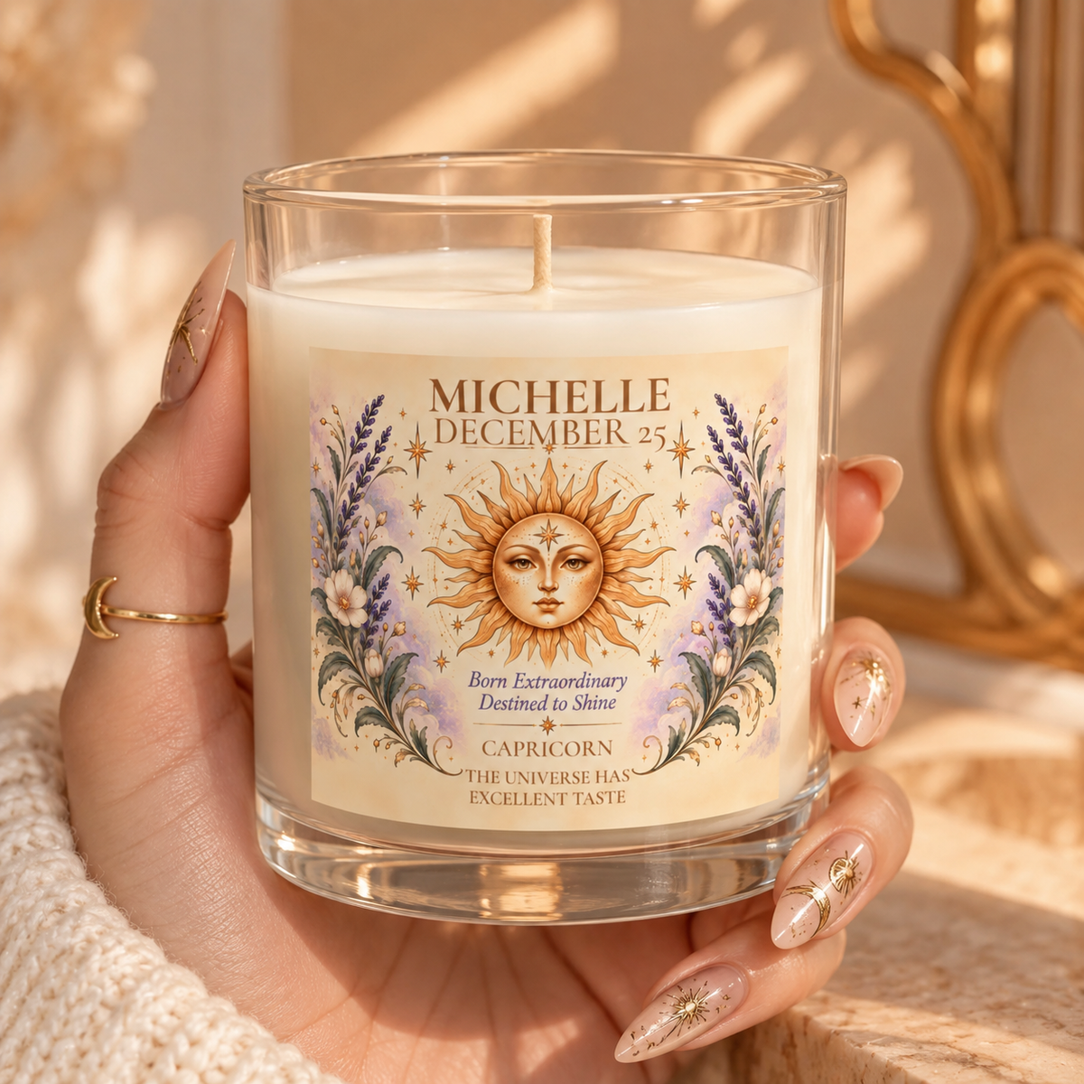 Customized Zodiac Sign Candle with Name Birthdate Sign