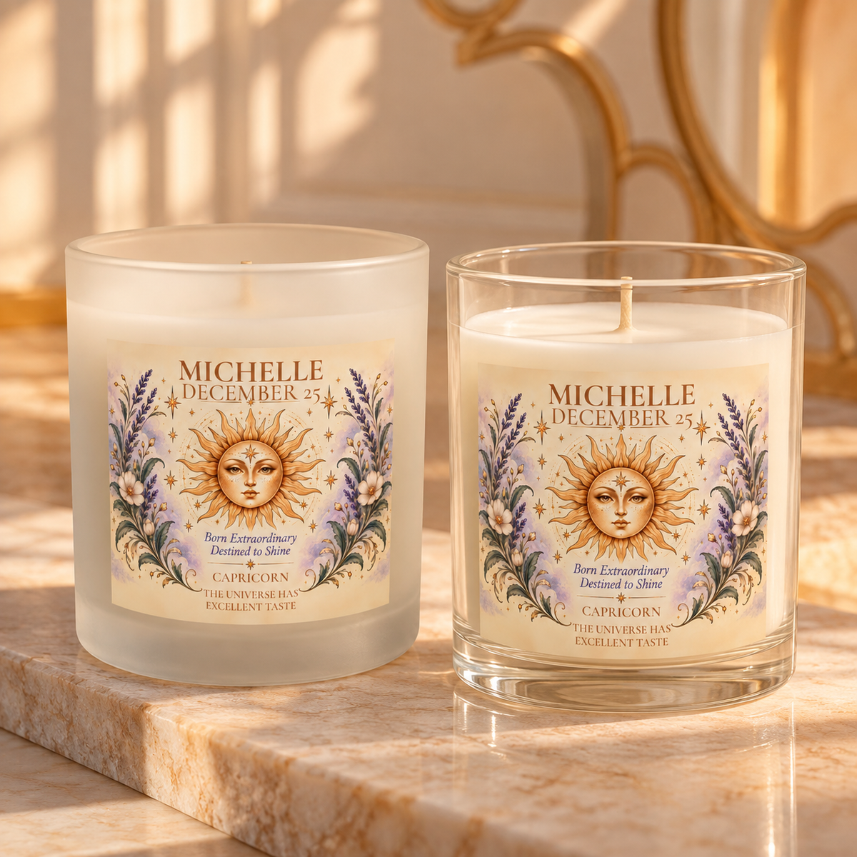 Customized Zodiac Sign Candle with Name Birthdate Sign