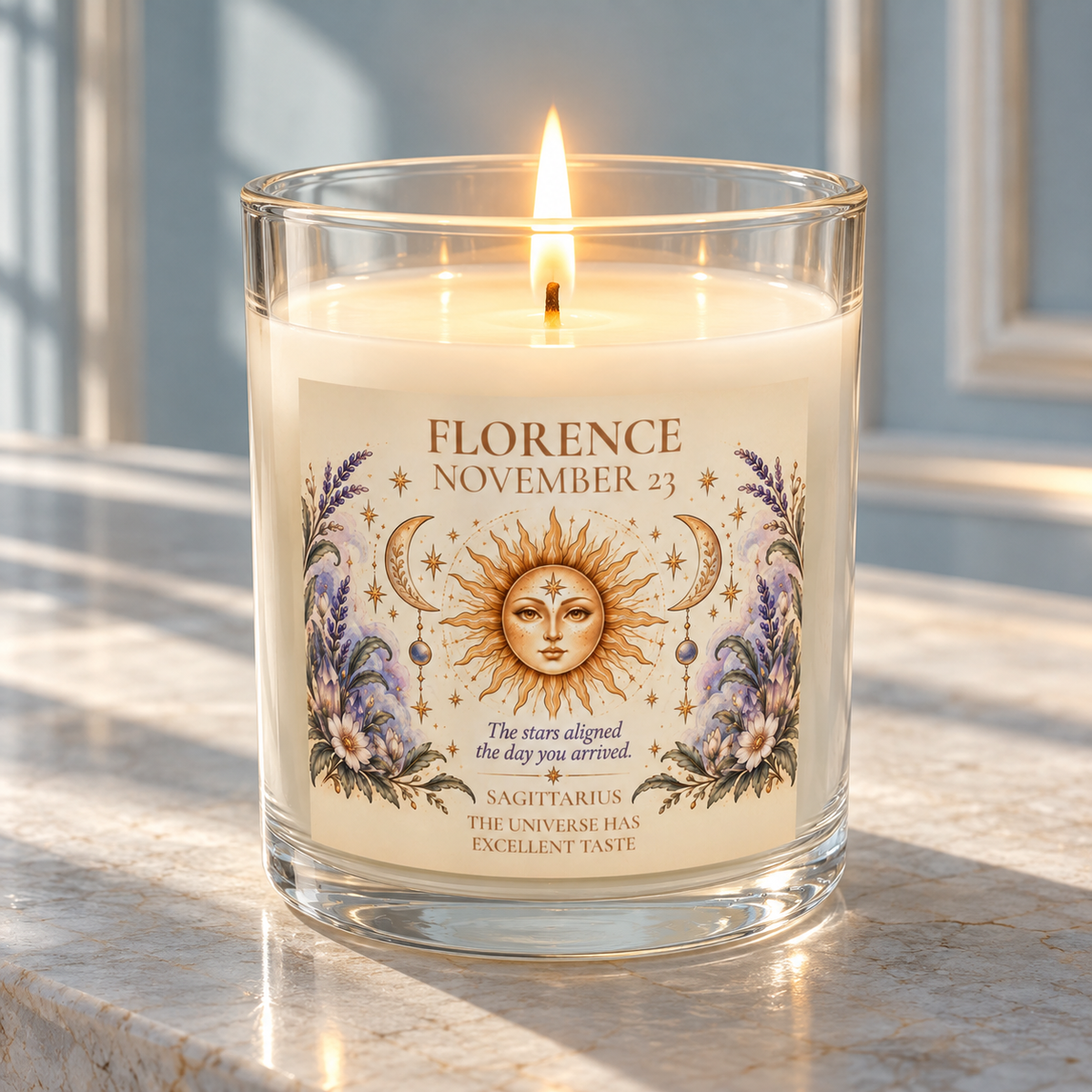 Personalized Astrology Candle with Name and Birthdate