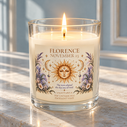 Personalized Astrology Candle with Name and Birthdate
