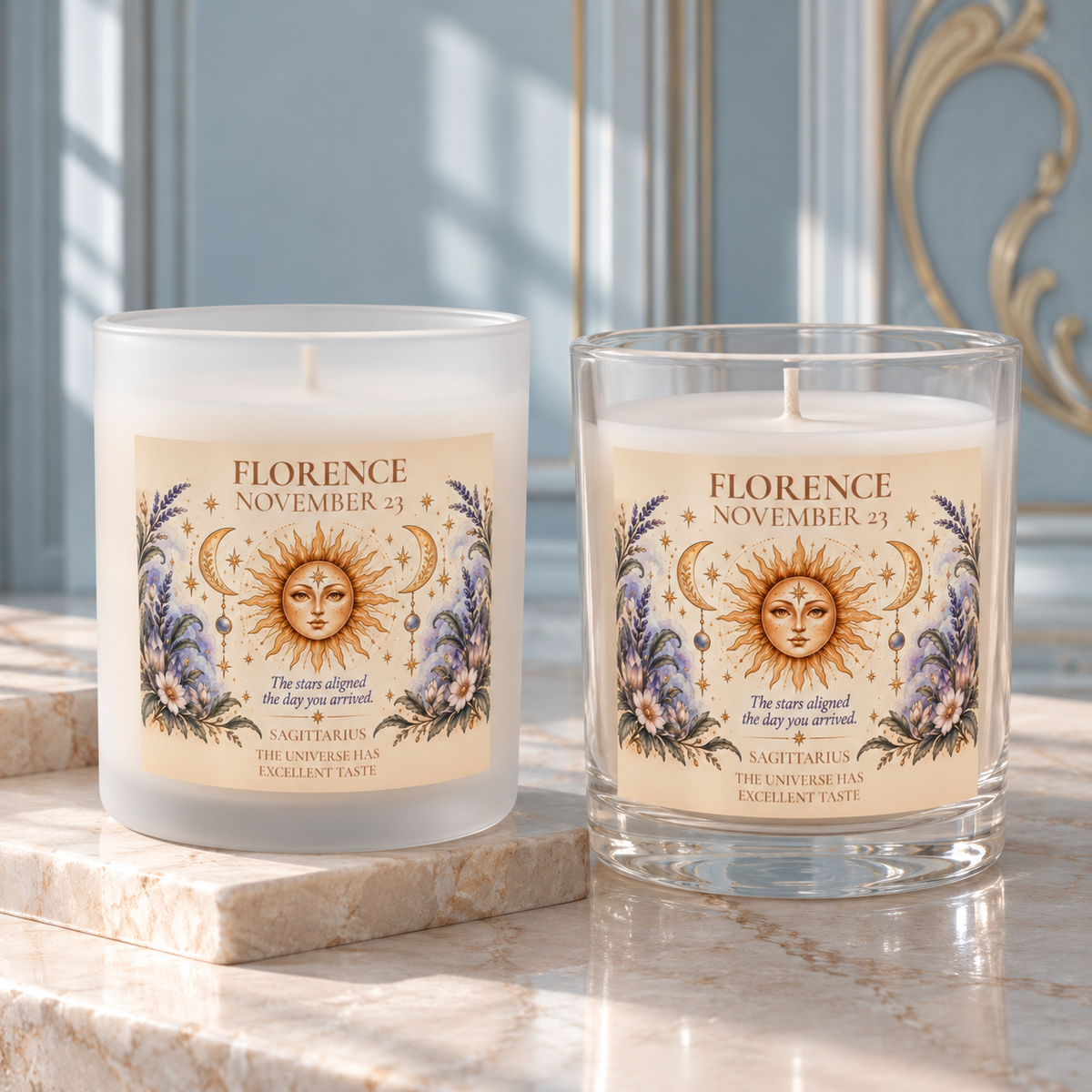 Personalized Astrology Candle with Name and Birthdate