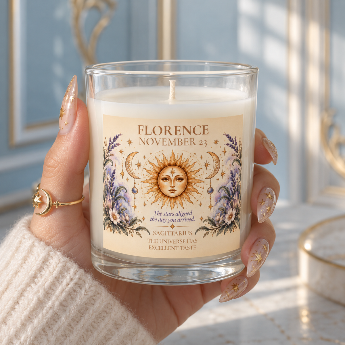 Personalized Astrology Candle with Name and Birthdate